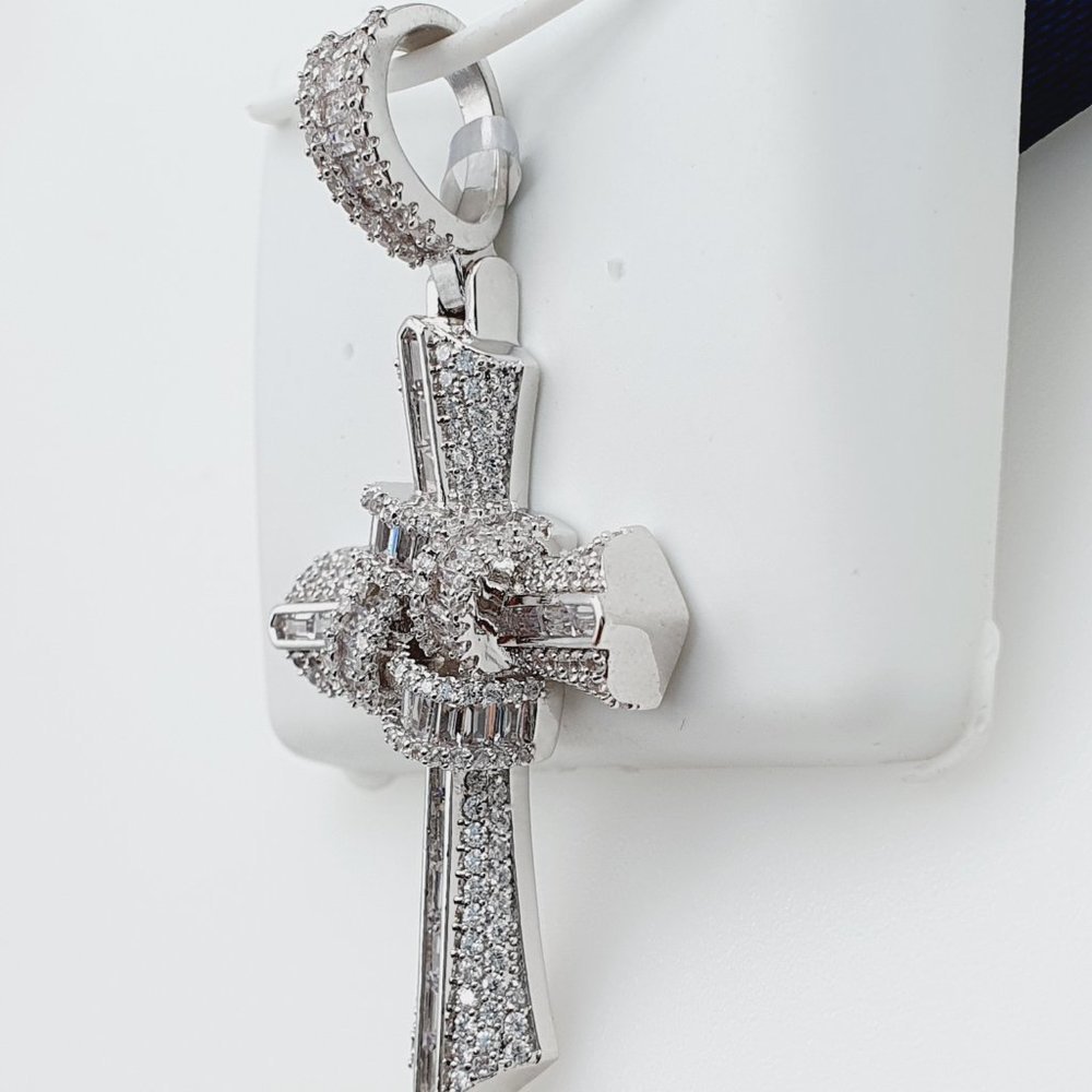 925 Sterling Silver Plated CZ Pendant, EVBRS589 - Picture 10 of 11